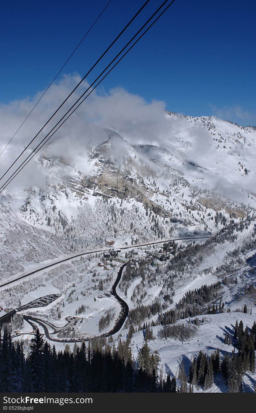 View To The Mountains From Snowbird Ski Resort In Utah, USA