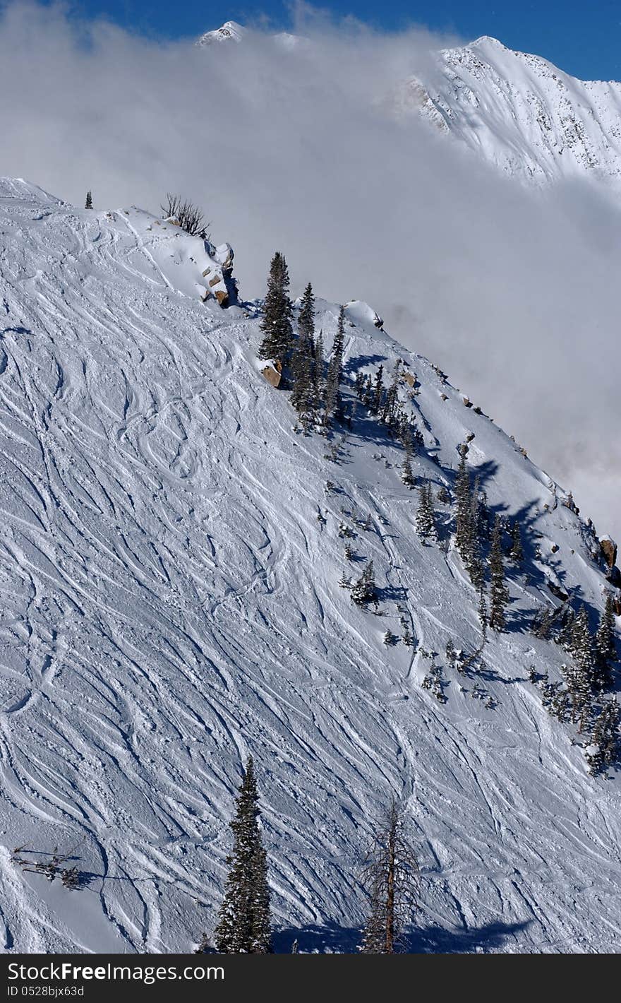 Spectacular view to the Mountains from Snowbird ski resort in Utah, USA