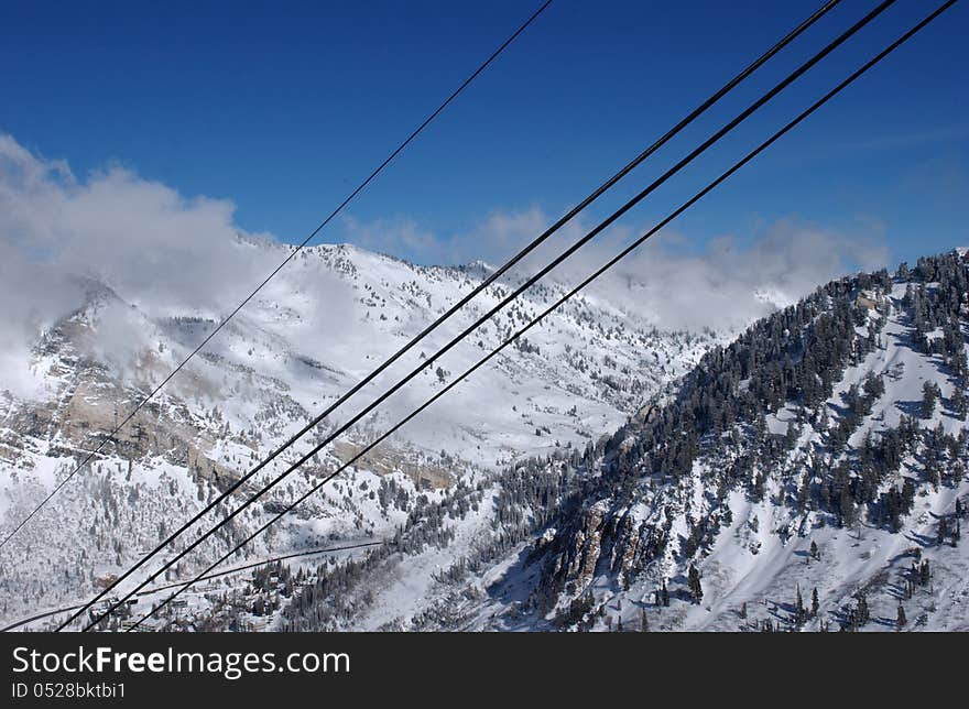 View to the Mountains from Snowbird ski resort in Utah, USA