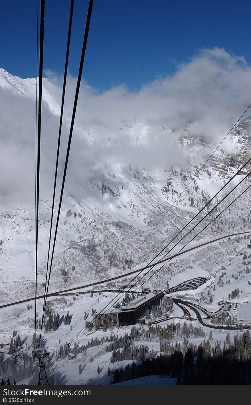 View To The Mountains From Snowbird Ski Resort In Utah, USA