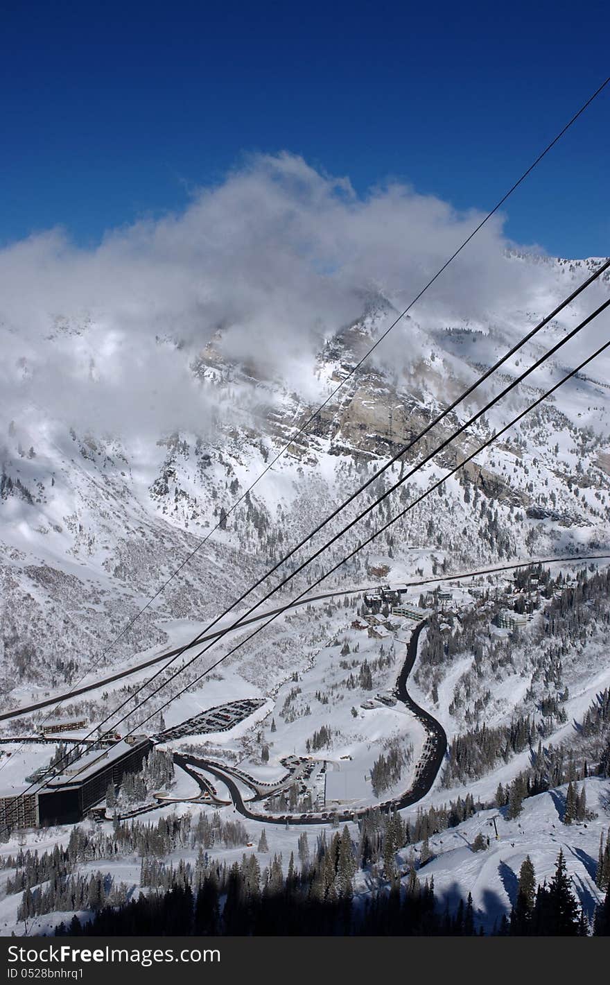 Spectacular view to the Mountains from Snowbird ski resort in Utah, USA