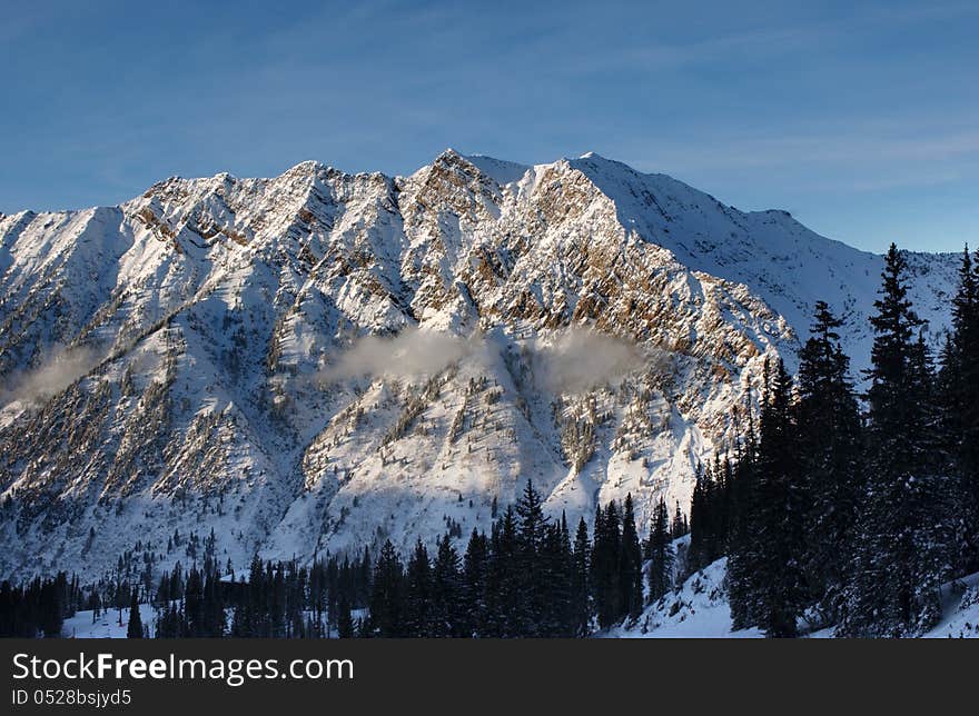 View To The Mountains From Snowbird Ski Resort In Utah, USA