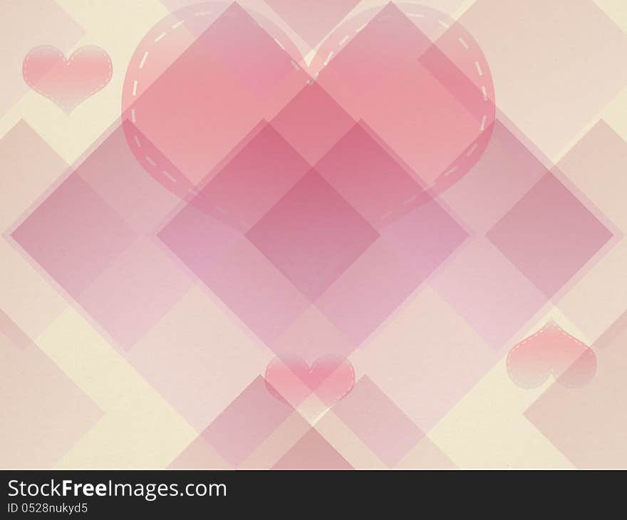 Illustration of Valentines day card with geometric shapes pink background. Illustration of Valentines day card with geometric shapes pink background.