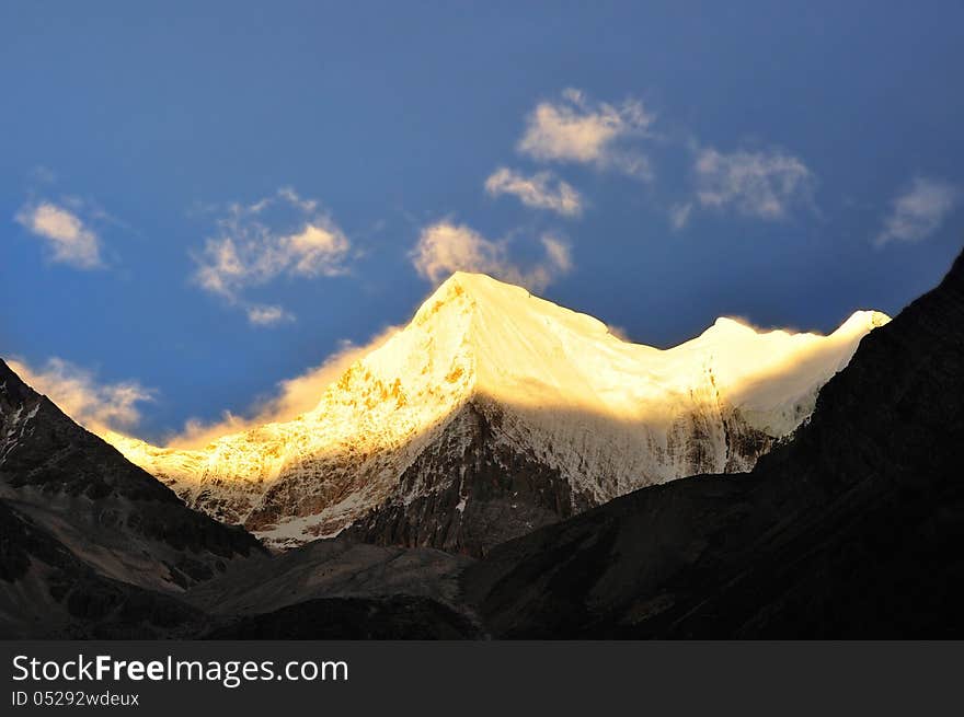 Sunlight in the Snow Mountain Peak. Sunlight in the Snow Mountain Peak