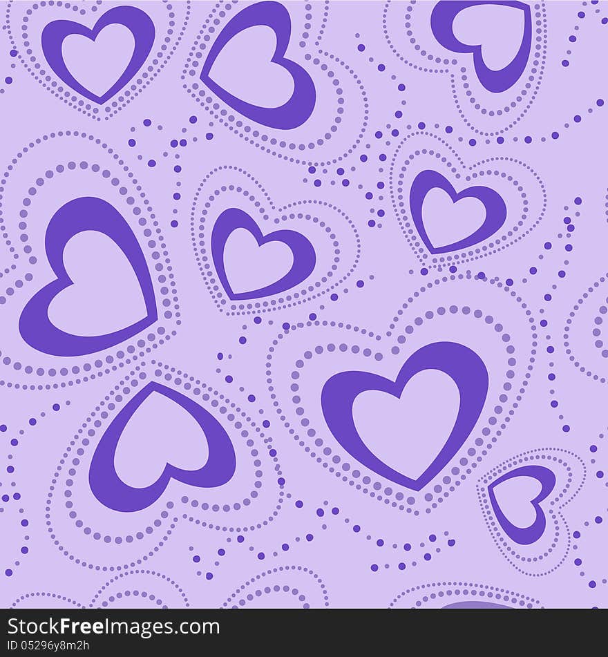 Seamless Pattern With Blue Hearts