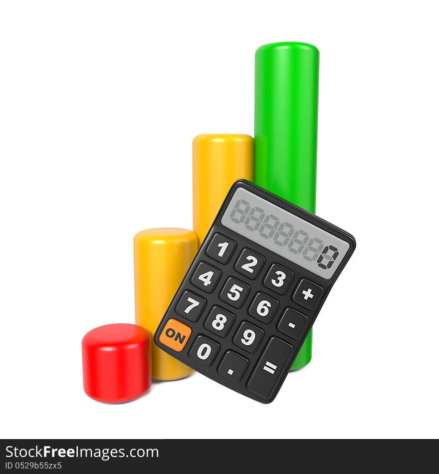 Business Concept with Calculator and Finance Diagram. Isolated on White. Business Concept with Calculator and Finance Diagram. Isolated on White.