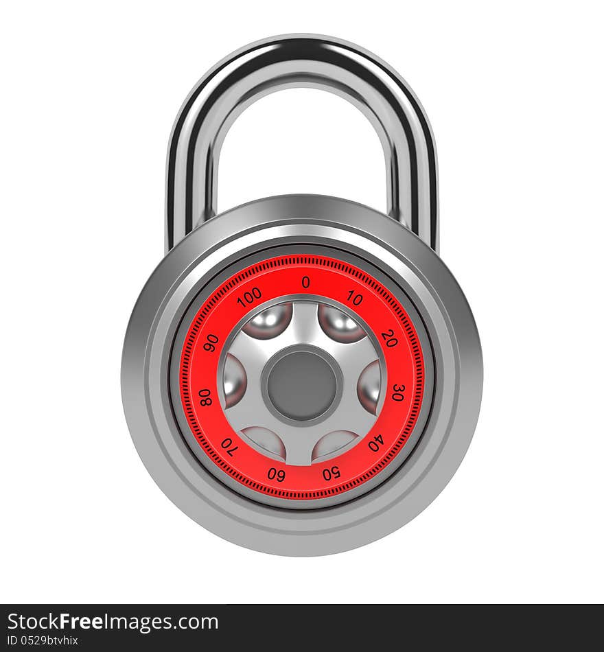 Silver Dial Padlock with Code Isolated over White. Silver Dial Padlock with Code Isolated over White.