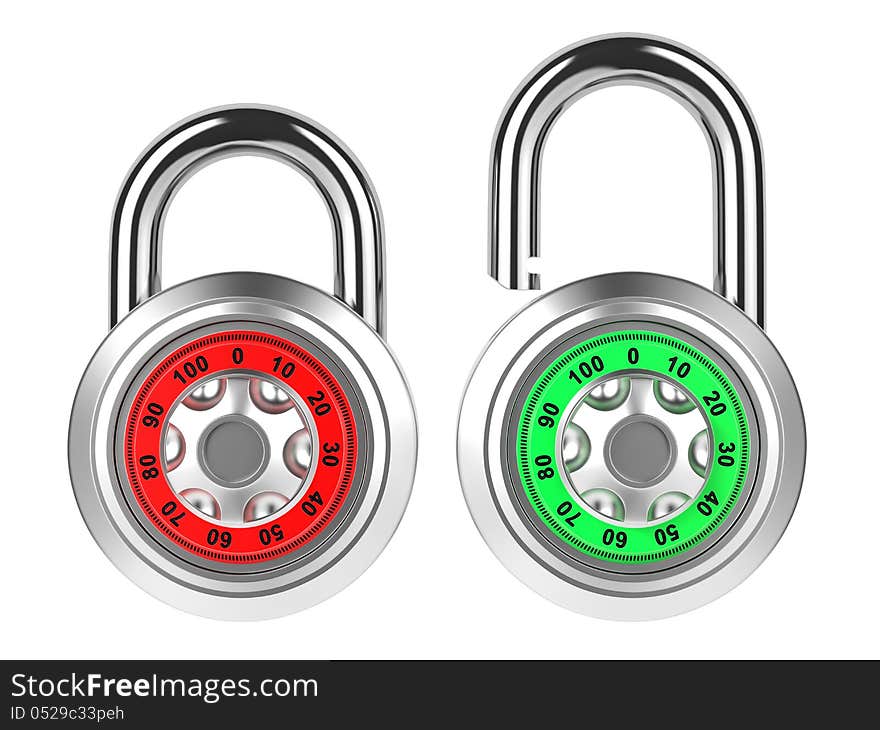 Combination Padlock Isolated on White.