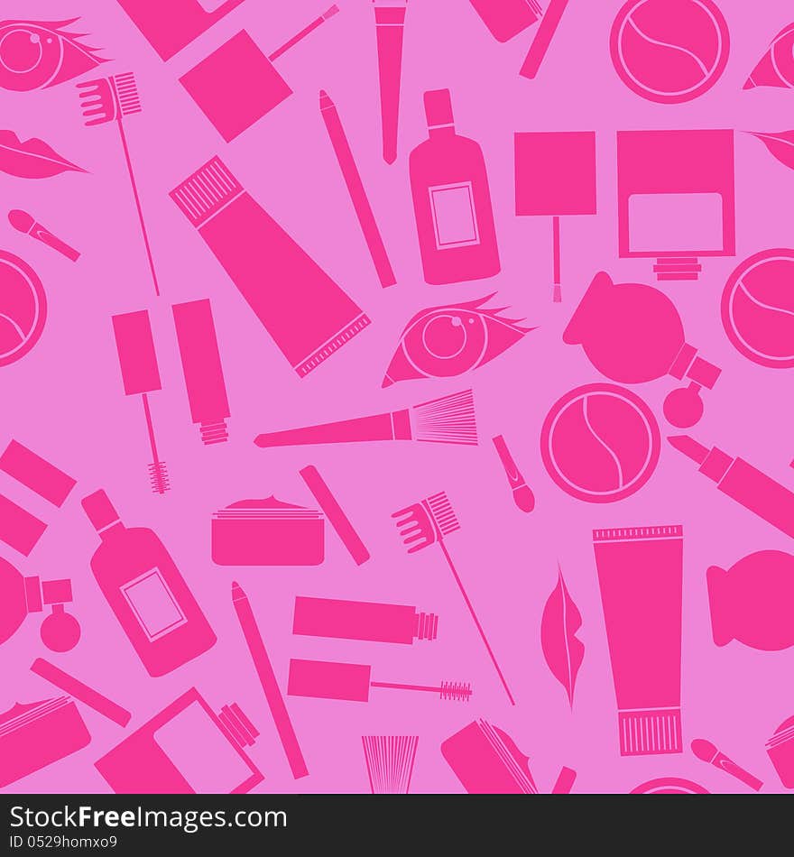 Vector makeup seamless pattern. This is file of EPS8 format.