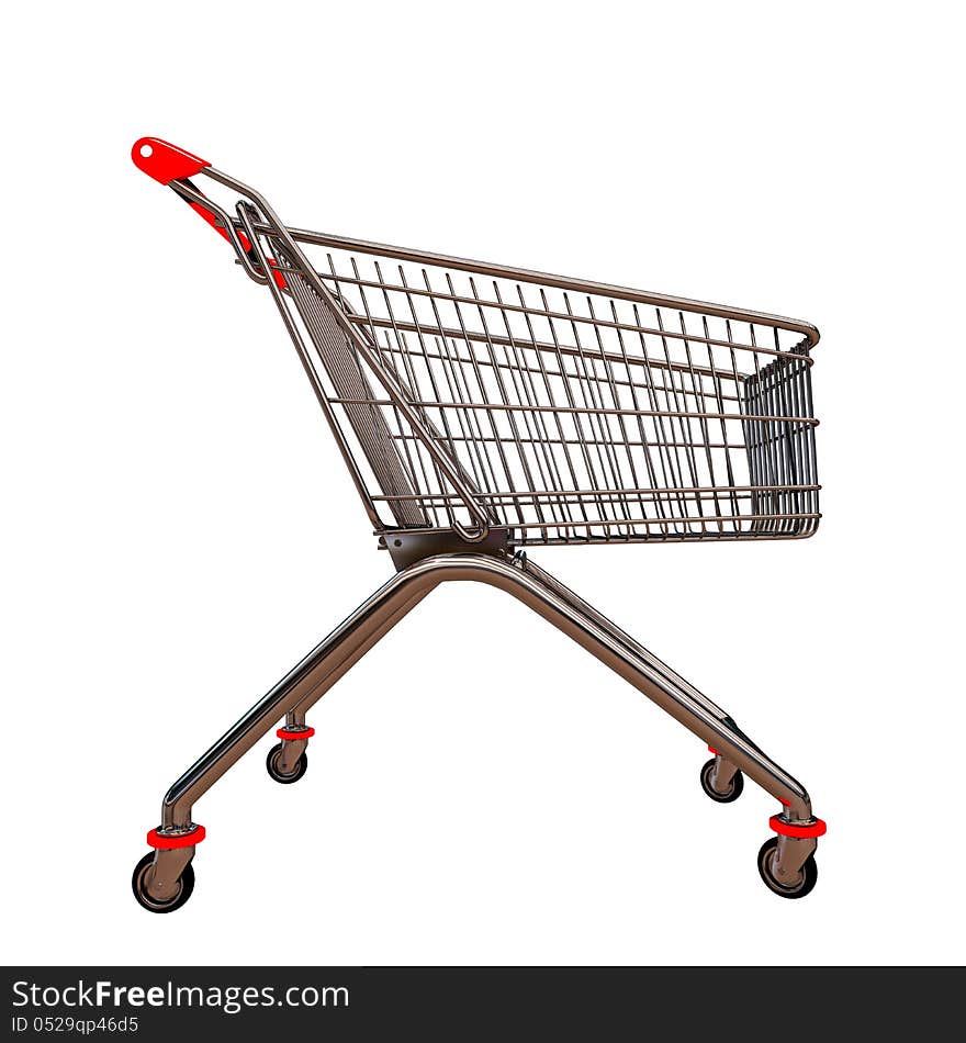 Empty shopping cart isolated on white. Empty shopping cart isolated on white