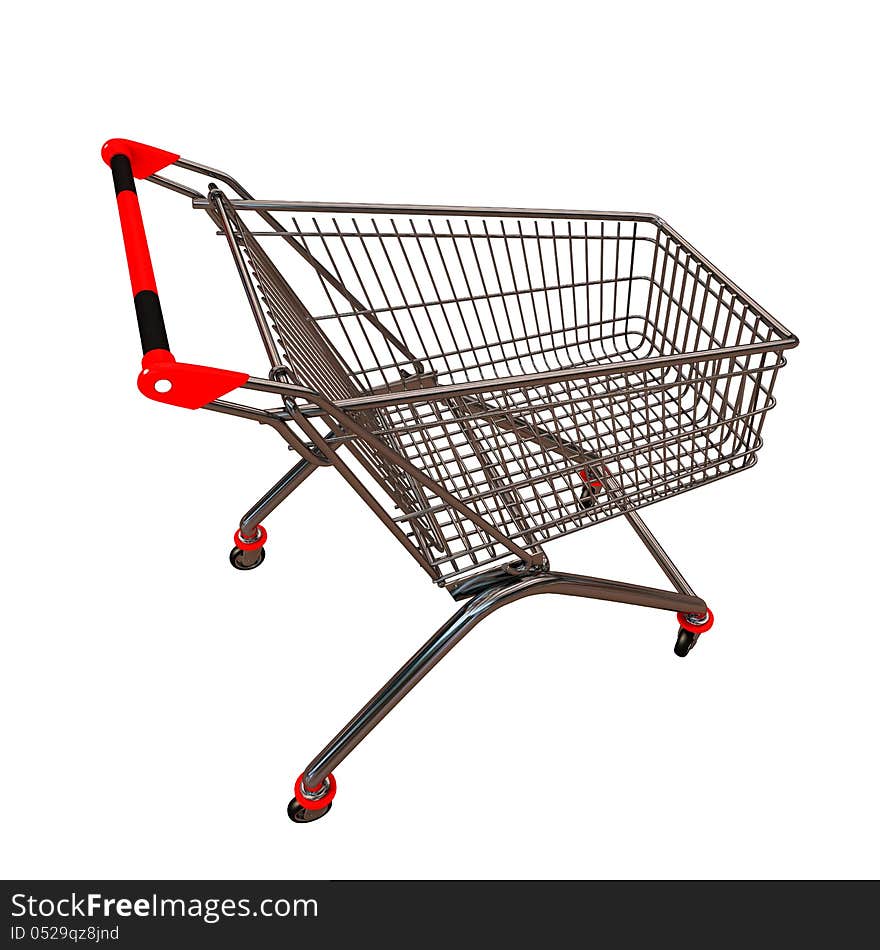 Empty shopping cart isolated on white. Empty shopping cart isolated on white