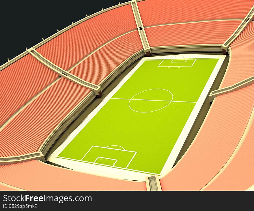 3d model of soccer stadium on black background