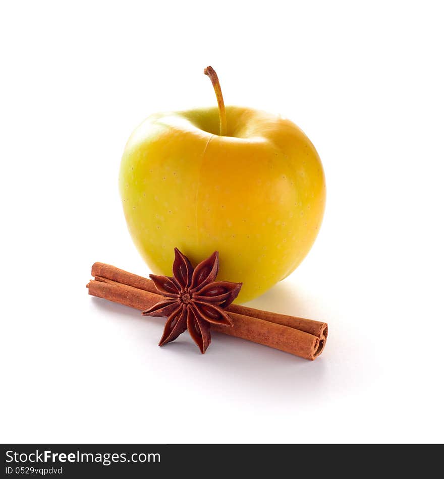 Yellow Apple with Cinnamon Stick and Anise