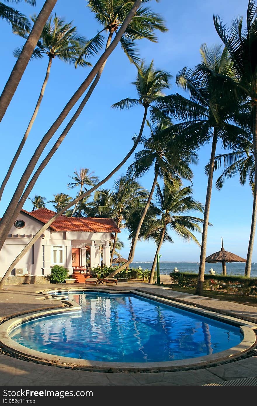 Beautiful tropical swimming pool at luxury resort. Beautiful tropical swimming pool at luxury resort