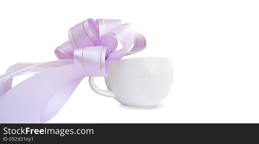 White Cup With Purple Bow