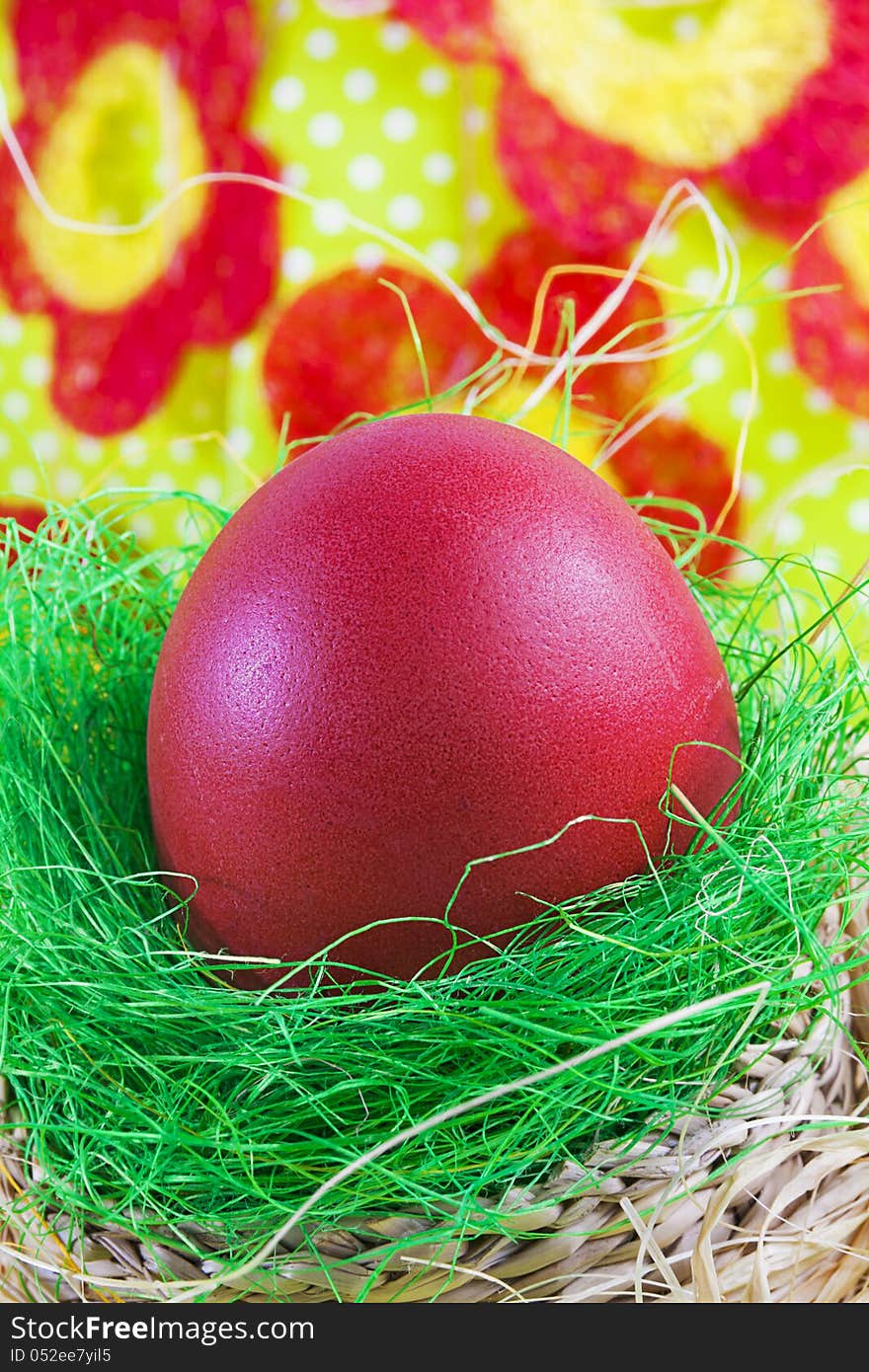 Art Easter greeting card with red Easter egg