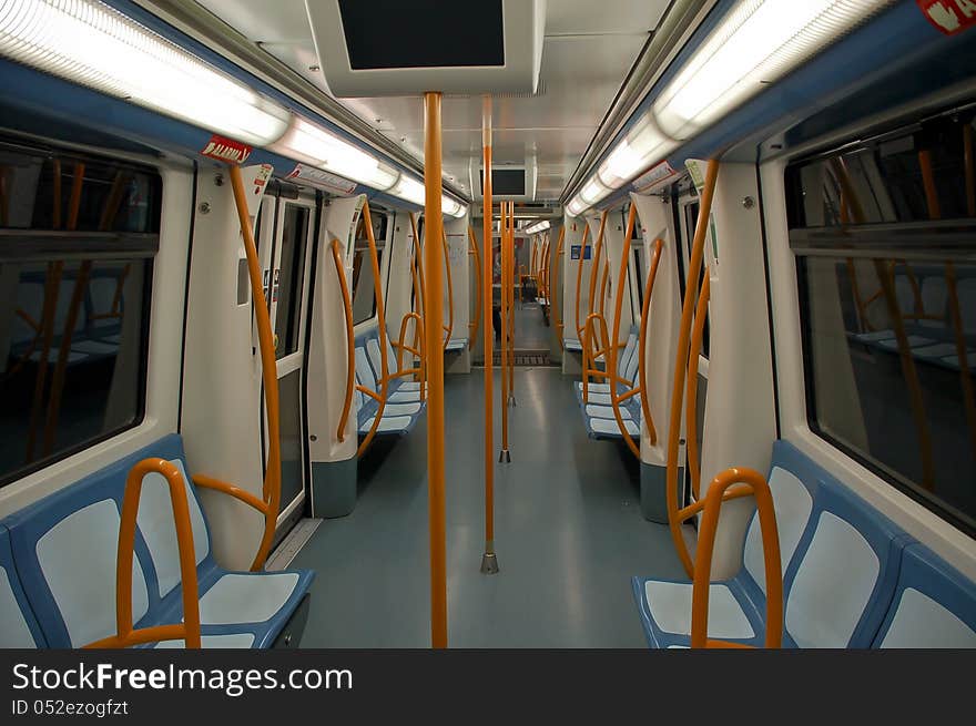 Interior of subway car in Madrid. Interior of subway car in Madrid