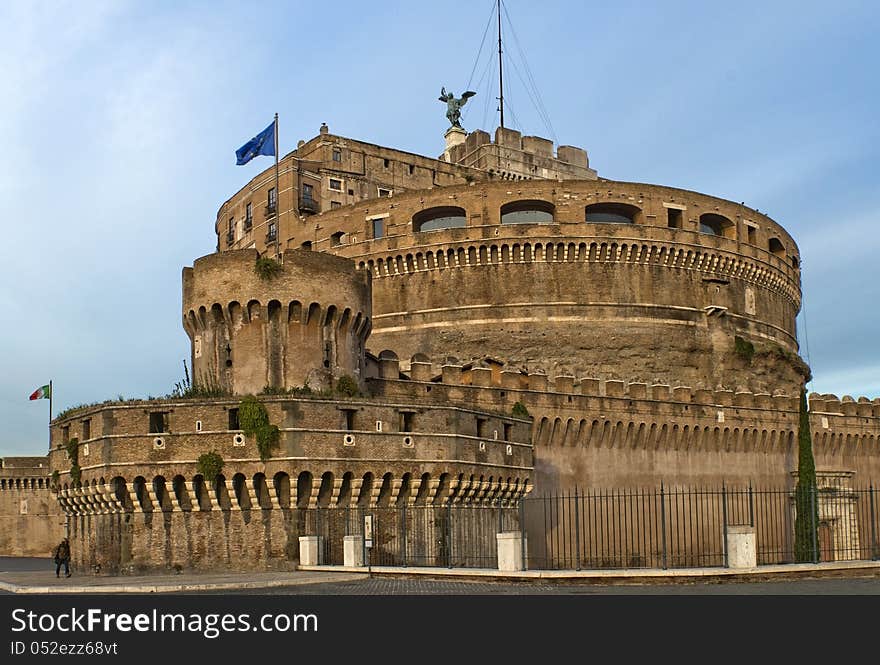 Facade of the Sant Angelo Castle ( Mausoleum of Hadrian ) in Rome, Italia. Facade of the Sant Angelo Castle ( Mausoleum of Hadrian ) in Rome, Italia.