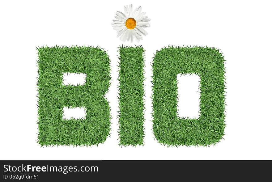 Text BIO of green grass with flower