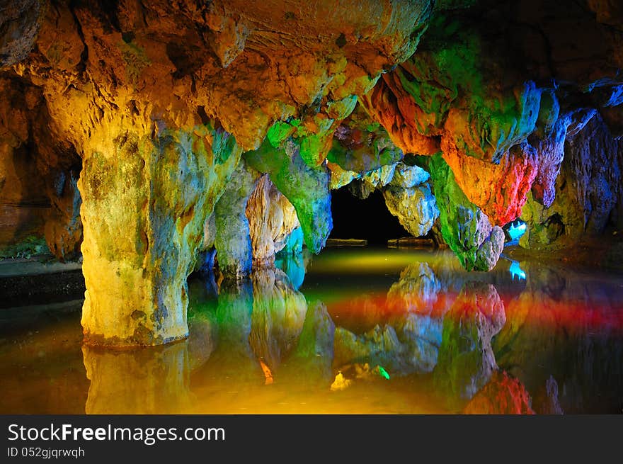 Ancient cave there are many stalactites