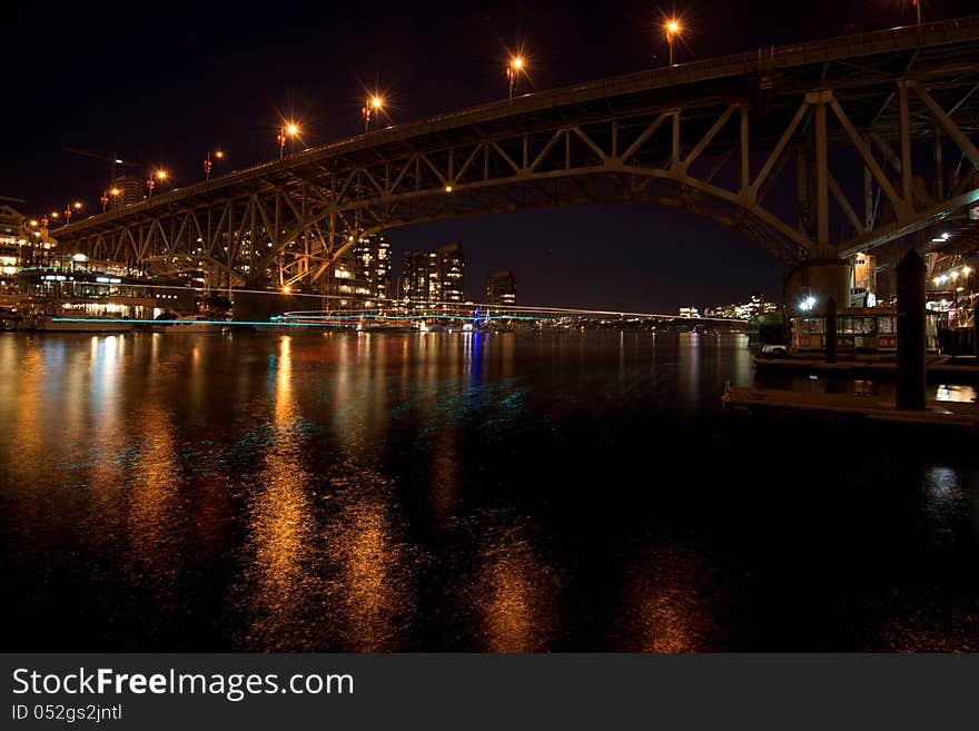 Bridge at night at Vancouver Canada