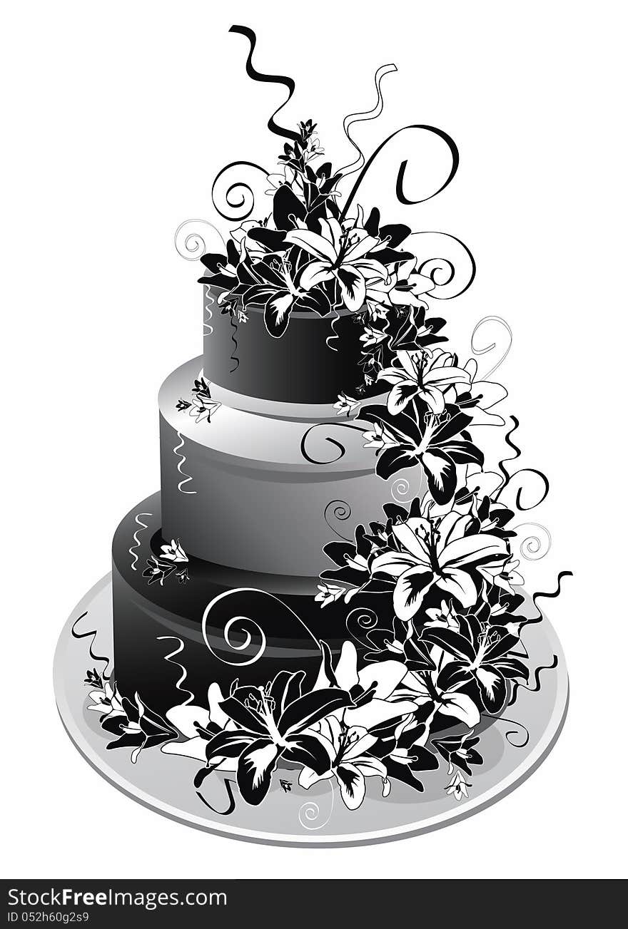 Three-storey cake in black white