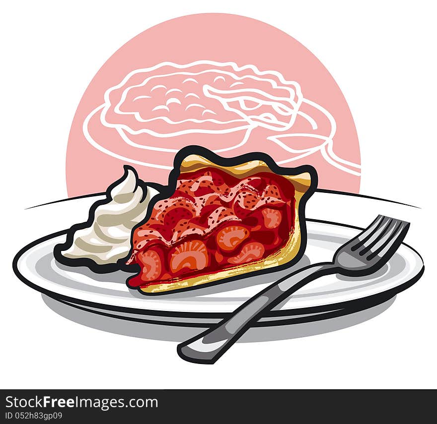 Piece of strawberry pie at the plate