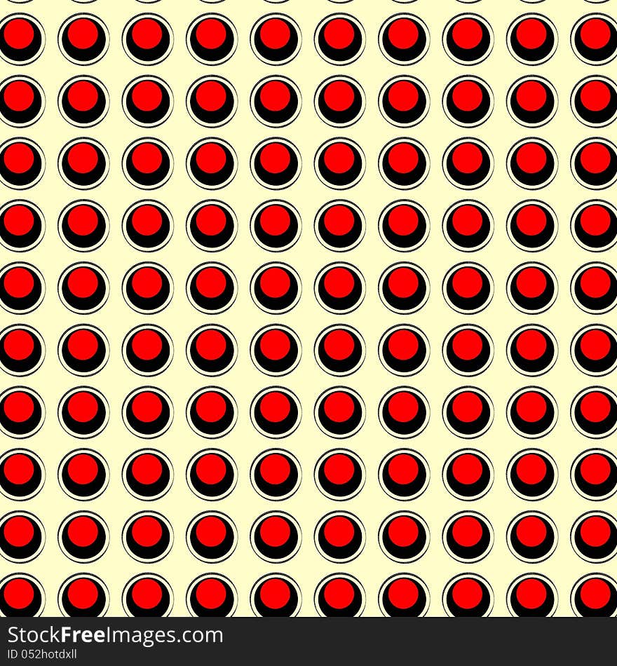 Retro pattern red and black on cream seamless pattern.