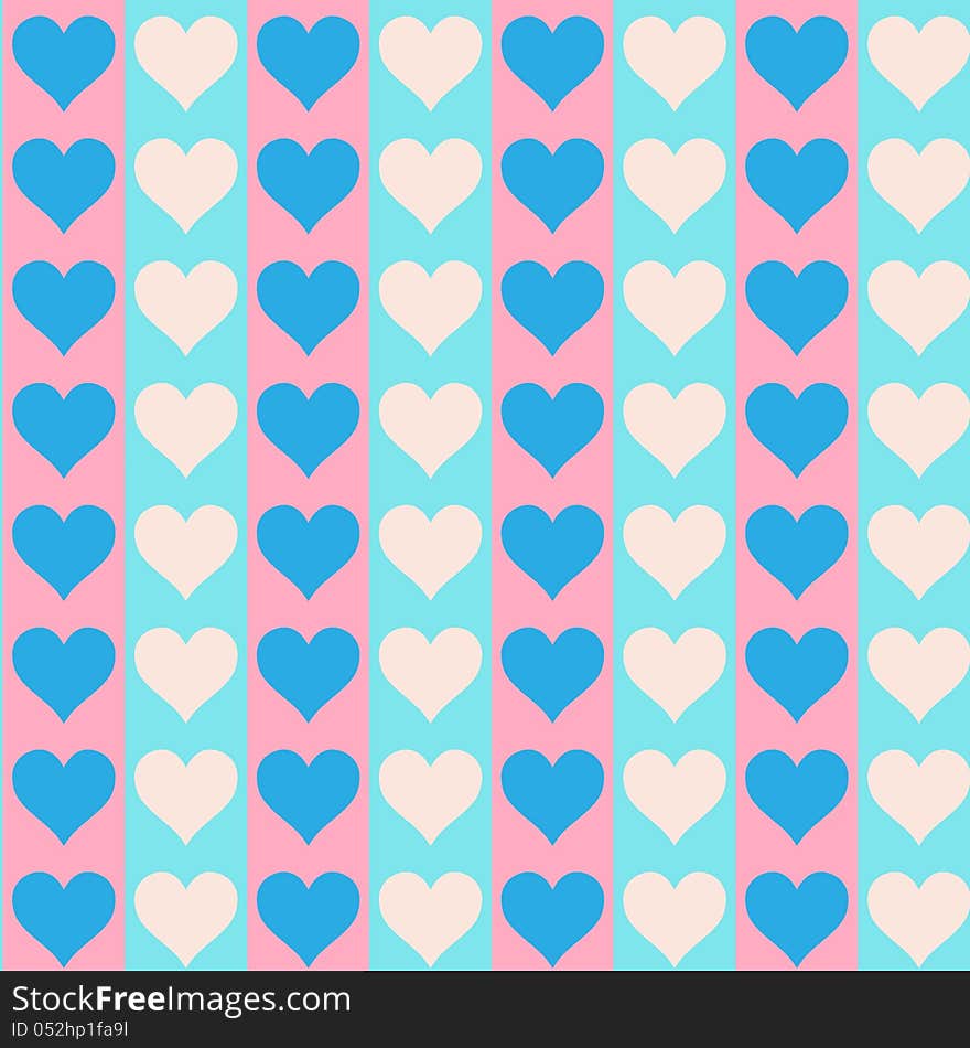 Lovely Small Hearts On Blue And Pink