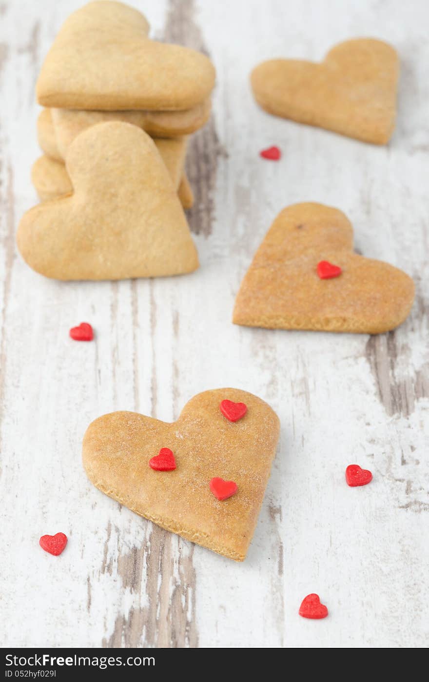 Cookie in the form of heart on the table