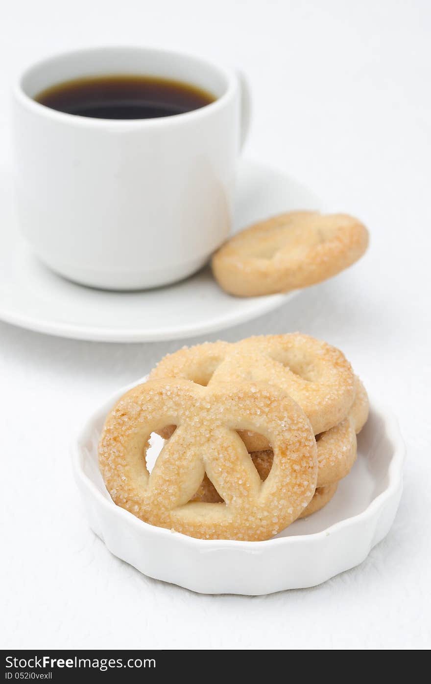 Sugar cookies and a cup of coffee