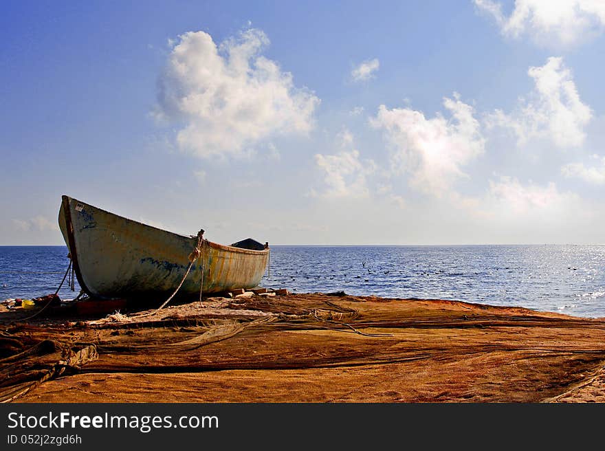 Fishing boat at sea