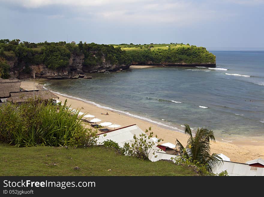 View over a quiet beach in Bali, Indonesia. View over a quiet beach in Bali, Indonesia