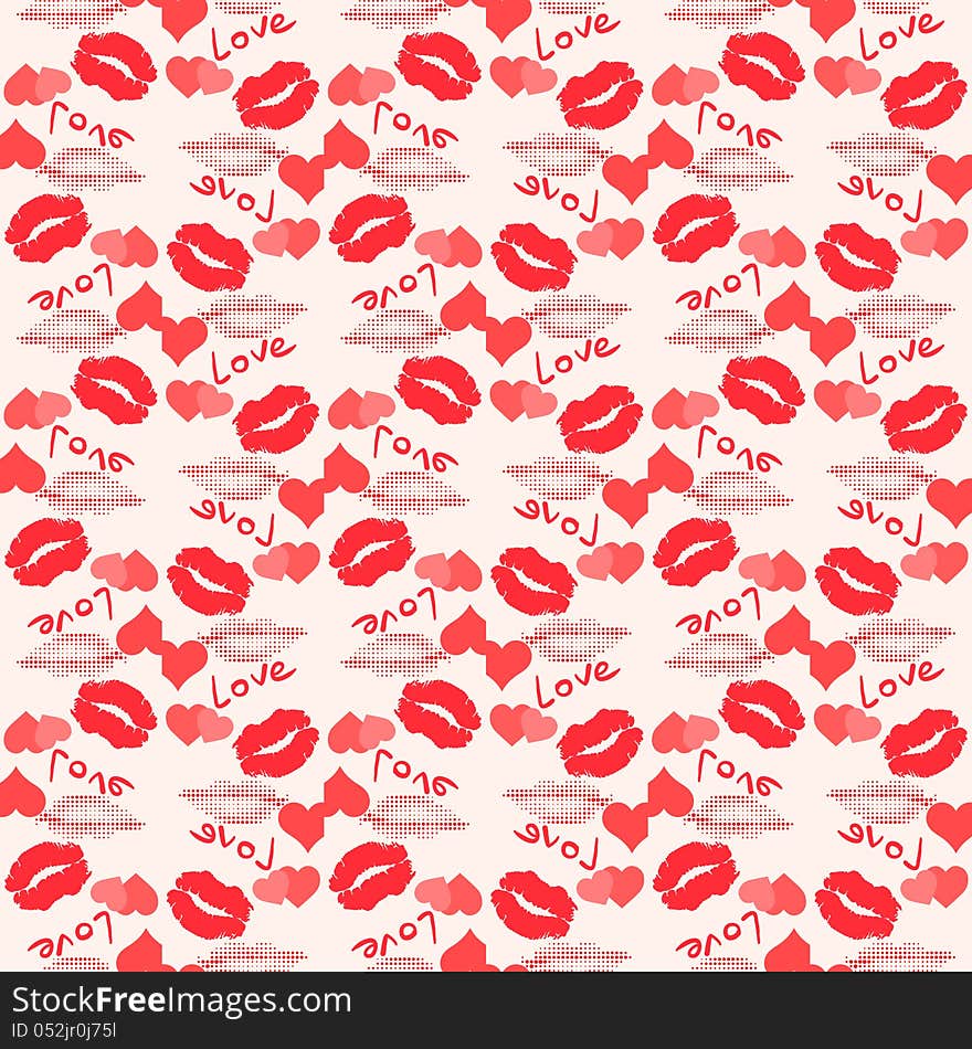 Seamless love pattern with grunge design.