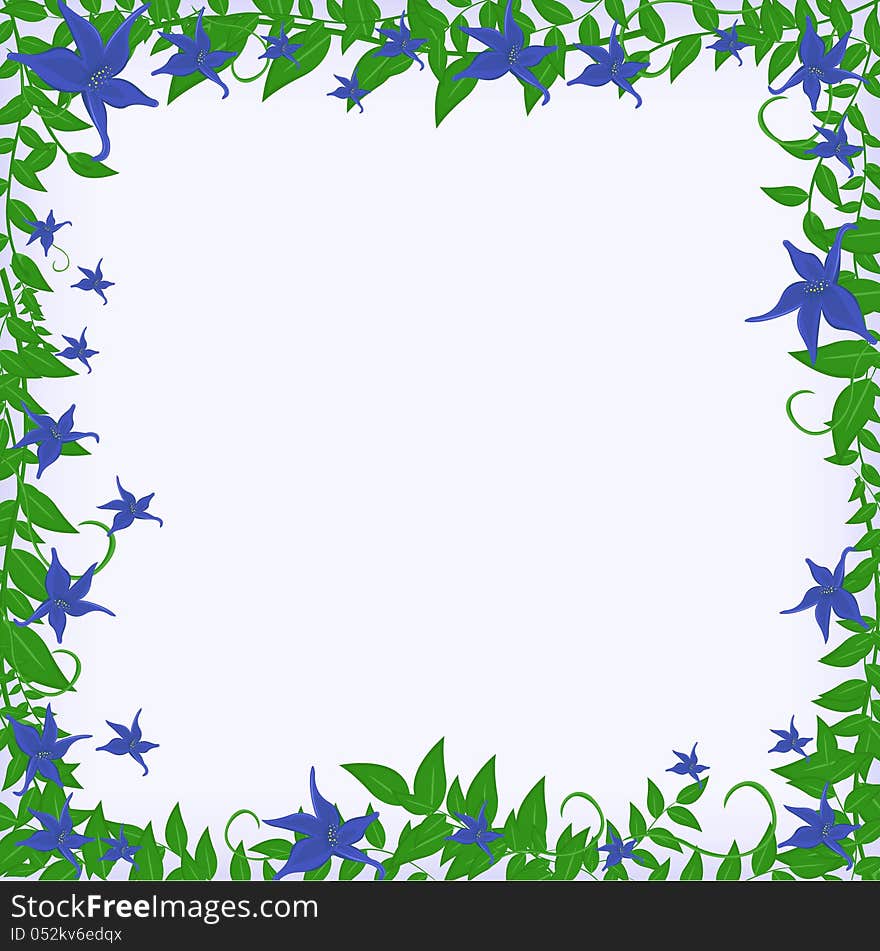 Frame with blue flowers