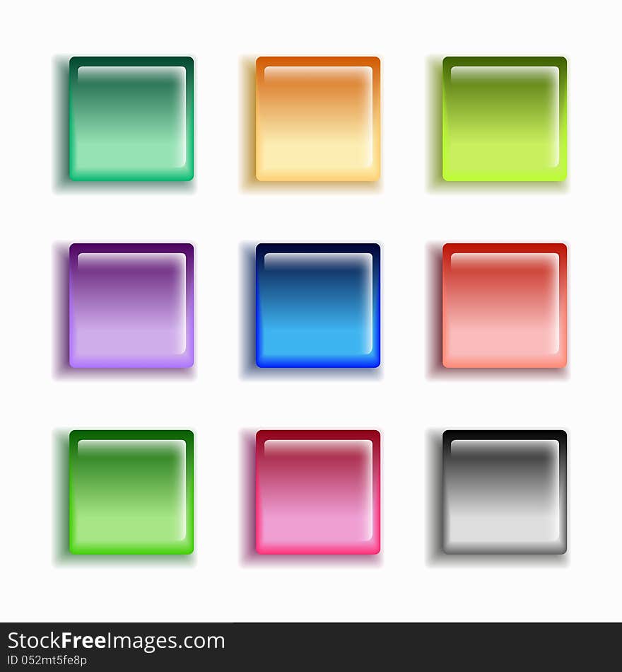 Glass button set, vector illustration