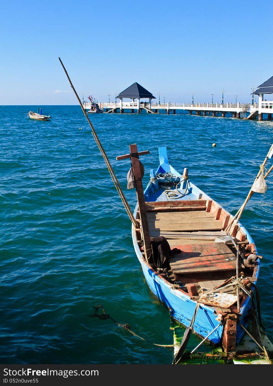 Small blue fishing boat