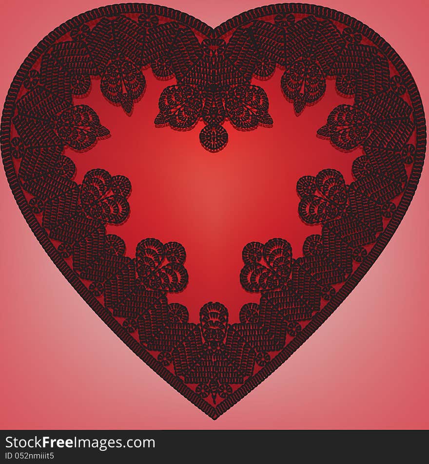 Valentines greeting card with lace heart