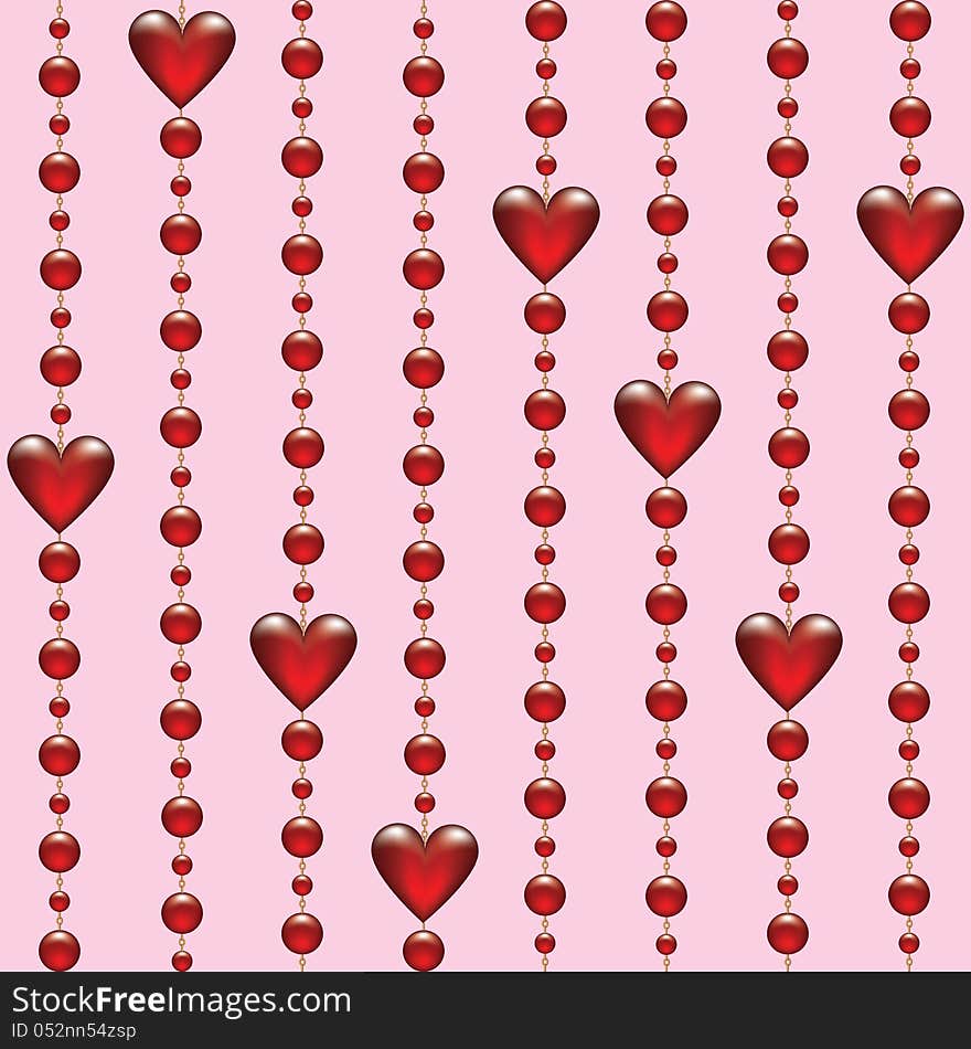 Valentines seamless background with glass hearts. Valentines seamless background with glass hearts