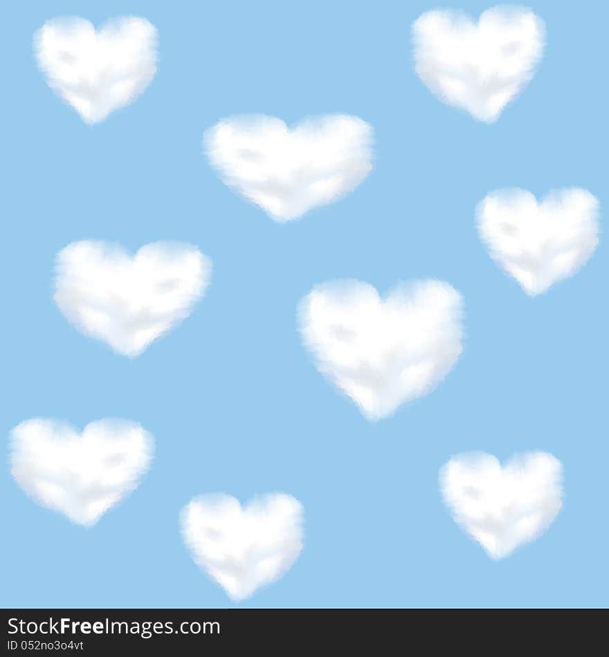 Blue sky and clounds shaped heart