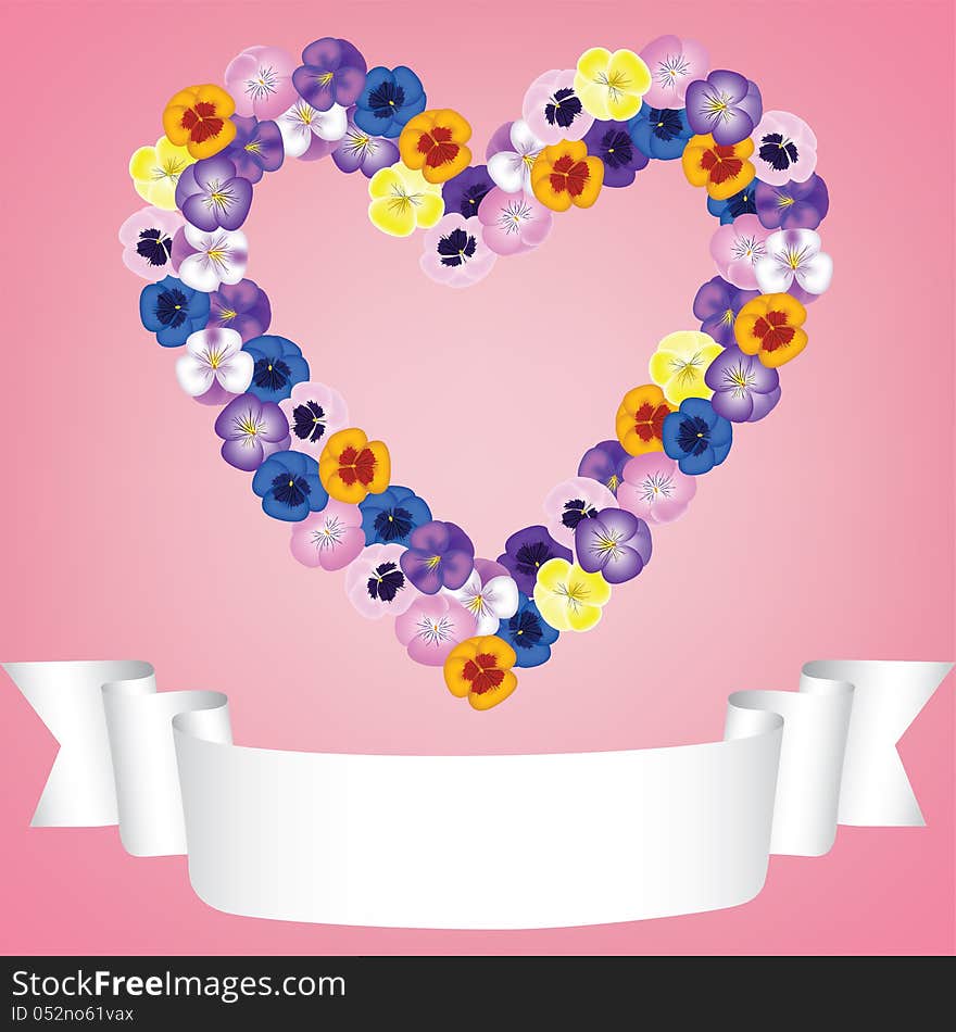 Flower heart and ribbon