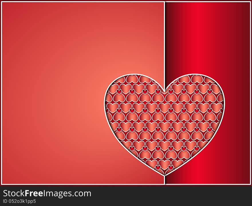 Valentine heart cards covered with small red hearts background