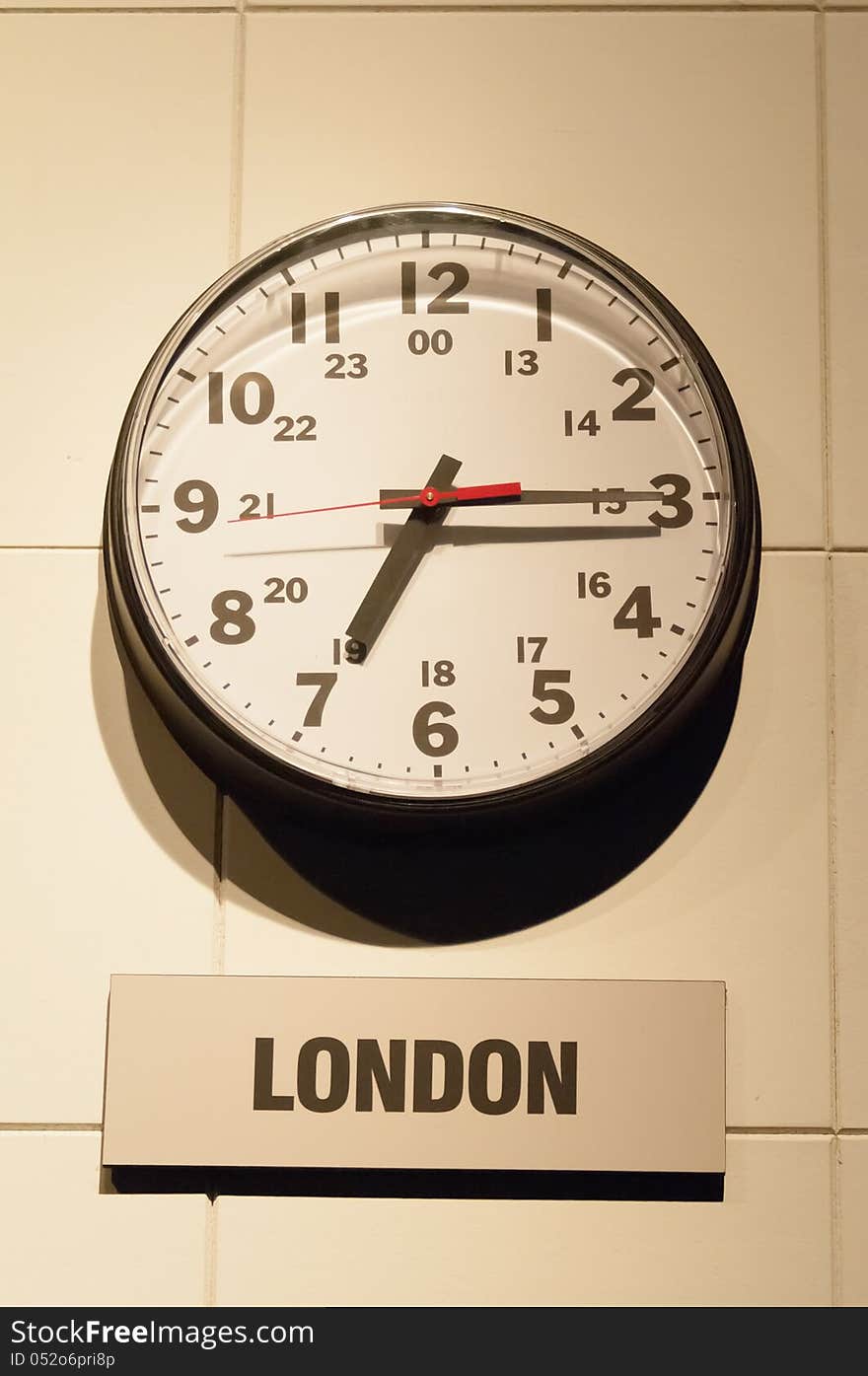 Timezone clocks showing london time