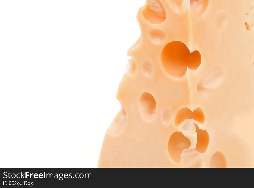 Perfect Piece of Cheese closeup isolated on white background