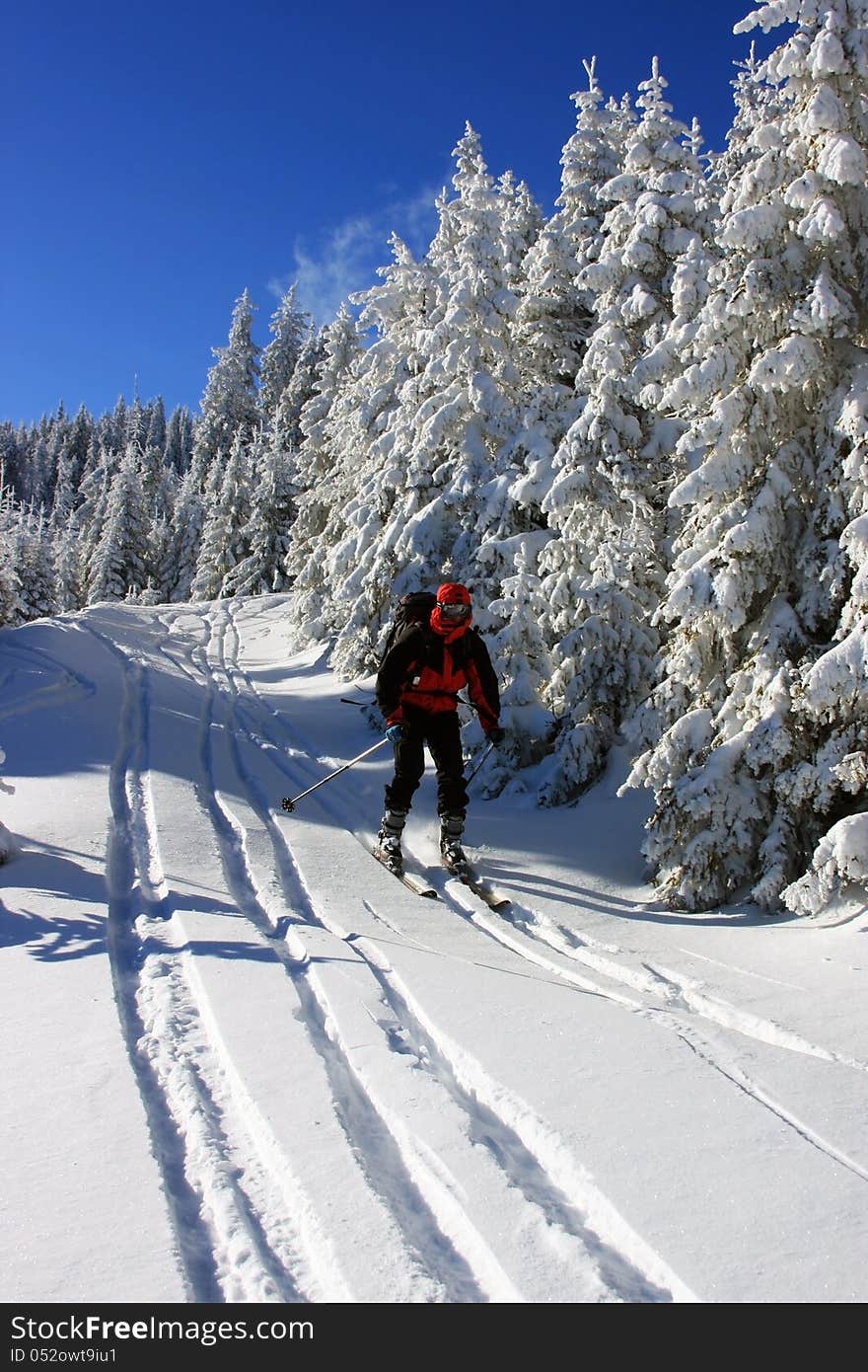 Skier descending from the mountain