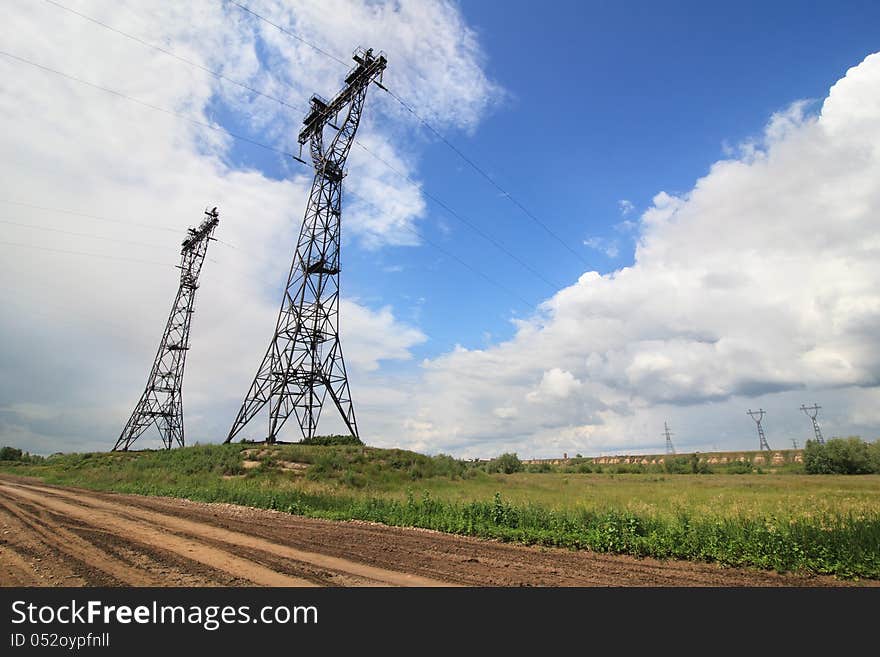 Iron supports for the high-voltage wires.