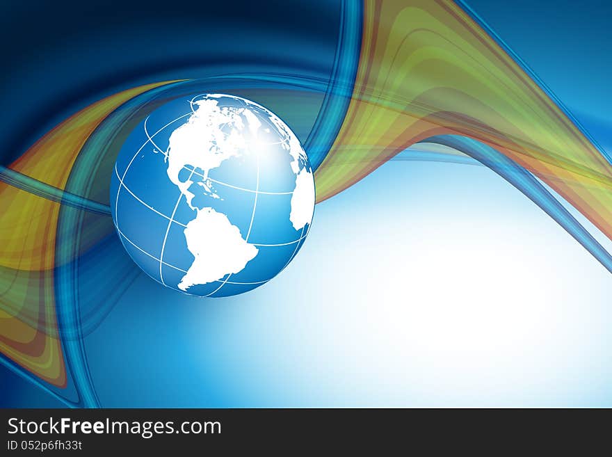 Vector wavy lines with copy space and globe. eps10. Vector wavy lines with copy space and globe. eps10