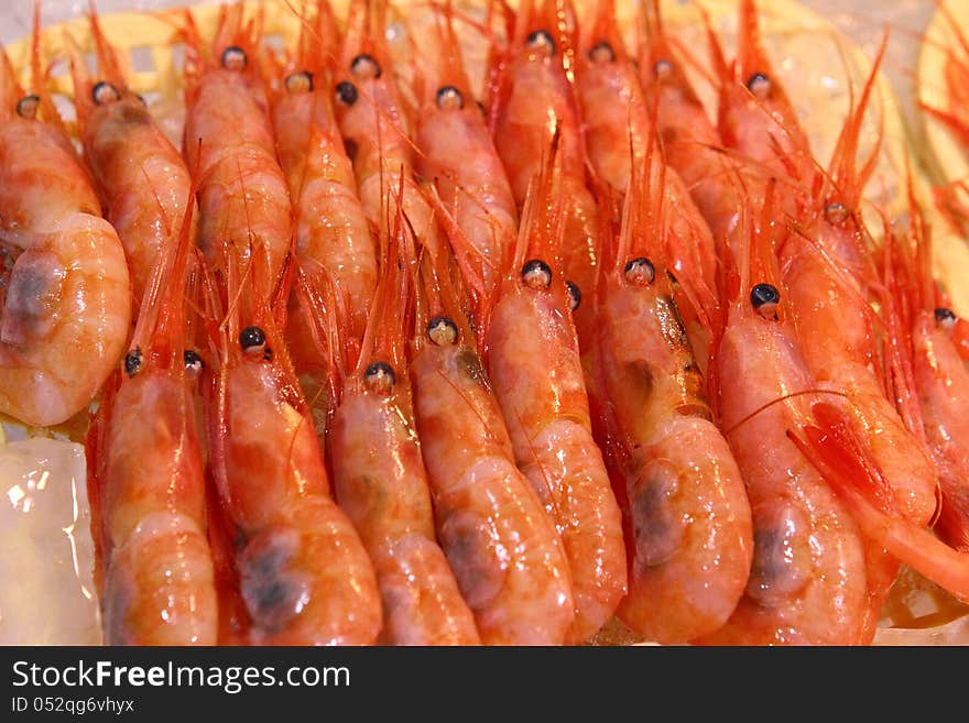 The sea shrimp being sold in fish marker