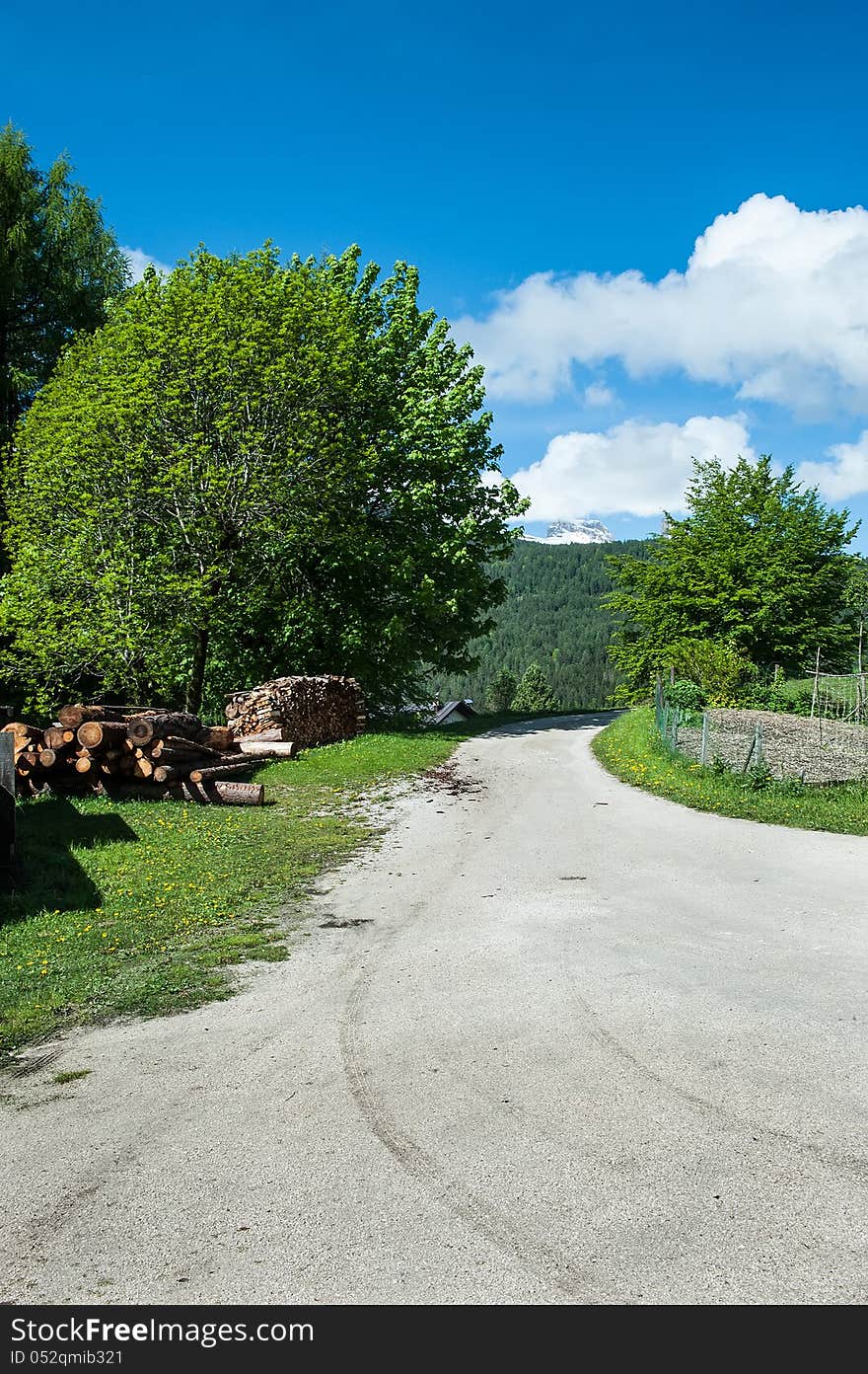 Typical dirt road near the town Cortina d'Ampezzo