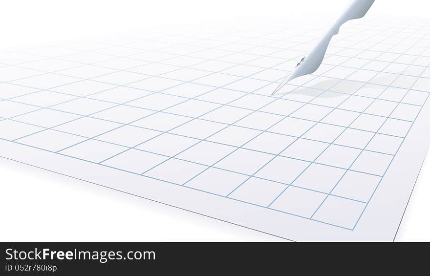 Vector illustration of clear blank of paper in the square and fountain pen on it. Vector illustration of clear blank of paper in the square and fountain pen on it.